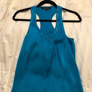 Beautiful silky turquoise tank with beaded detail